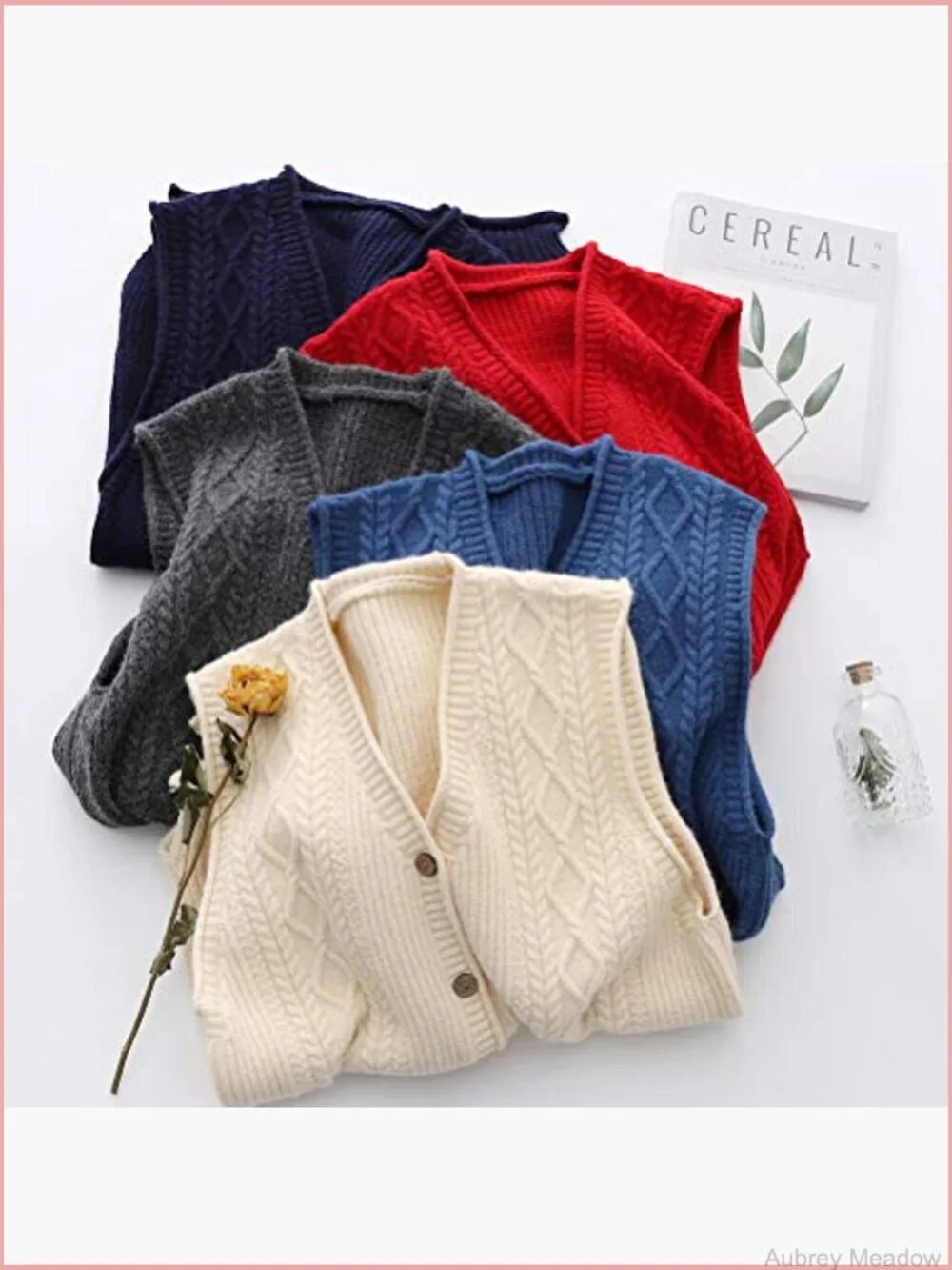 Women's Sleeveless Cardigan Vest with Pockets, Knit Button Down